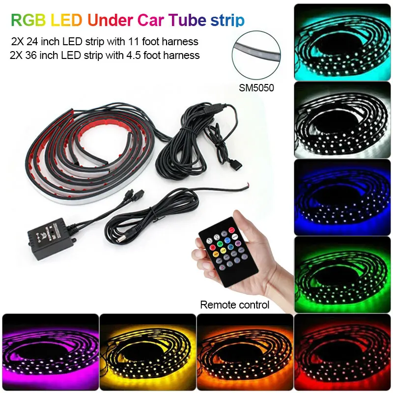 

Светодиодная лента RGB 5050 для подсветки автомобиля, 8 цветов