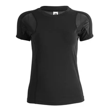 Весна лето женские сетчатые красивые топы с открытой спиной спортивные женские с коротким рукавом черный мягкий материал дышащий Тонкий Йога одежда футболка