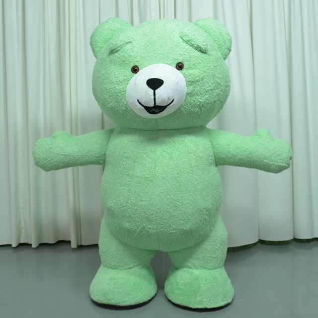 2m Giant Inflatable Brown Bear Costume Long Plush Hair Blow up Suit