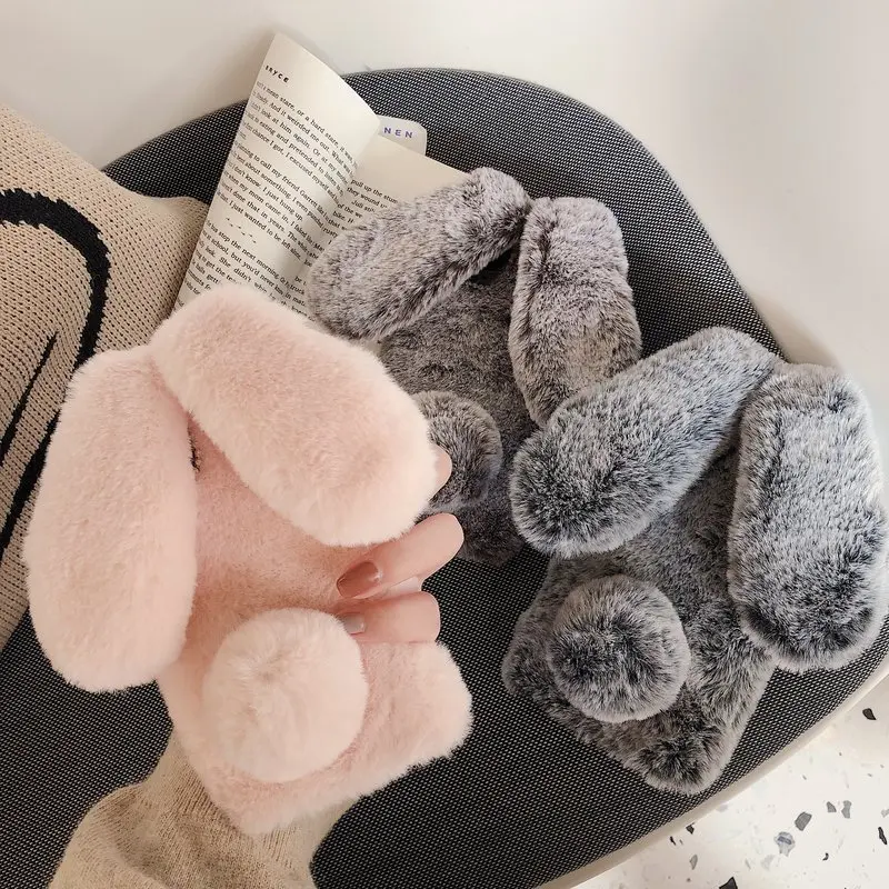 

Case For Samsung Galaxy A70S Soft Silicone Shockproof Phone Case For Samsung A70S SM-A707FN A707FN A707 Fluffy Rabbit Ears Cover