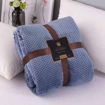 

Polyester Blankets Throw Pineapple Plaid Blanket Soft Travel Blanket Solid Color Bedspread Plush Cover for Home Bed Sofa Warm