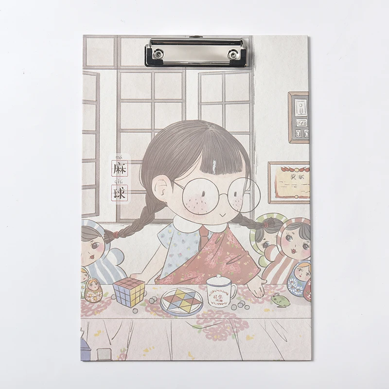 

1pcs A4 Paper Clip File Clip Board Folders Students Cute Cartoon Girl Portable Pad Writing Pad School Office Supplies WordPad