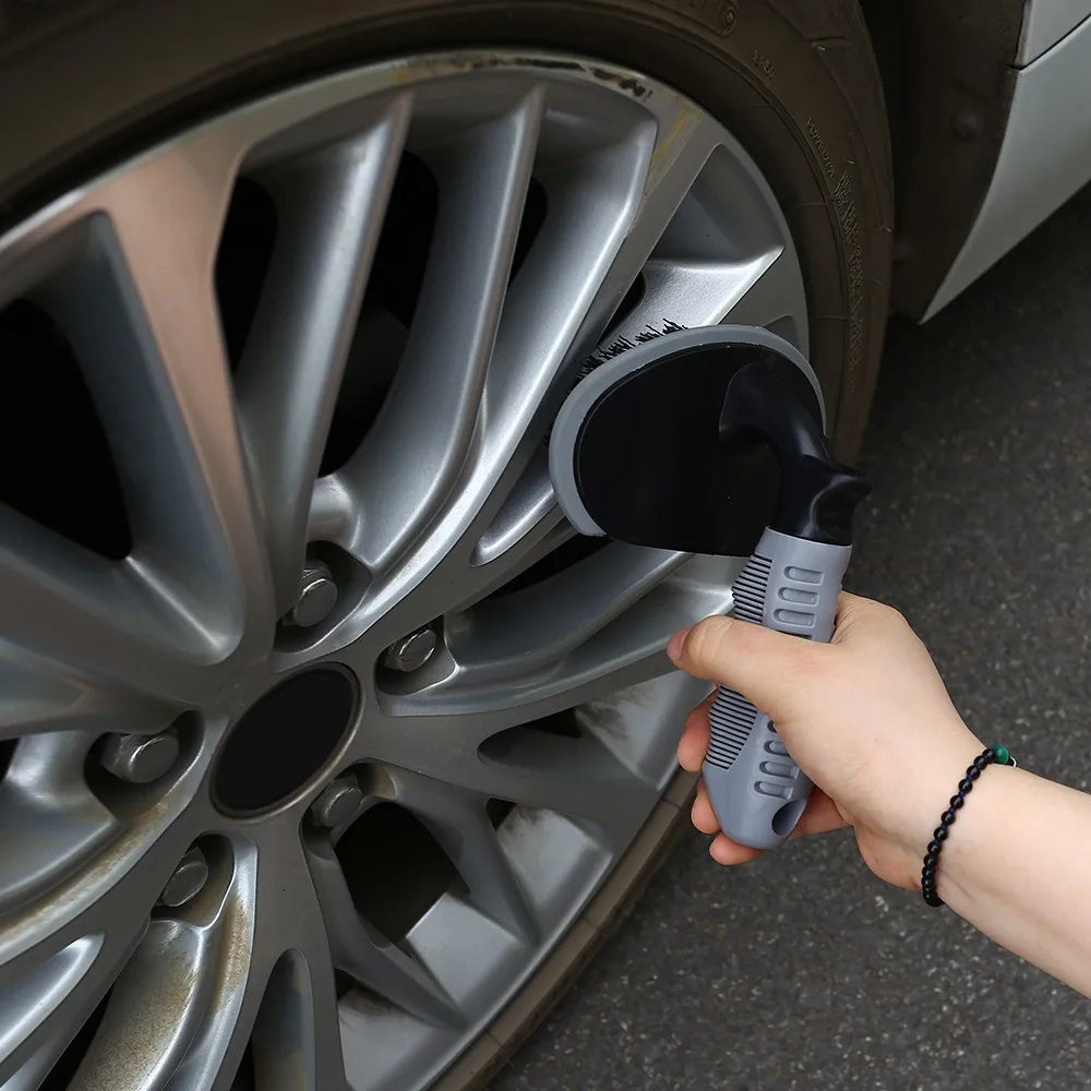 1 шт. ПВХ мягкая резиновая нескользящая ручка Автомобильная Чистящая Щетка для машины детализация мытья Т-образная многофункциональная щетка для ступицы колеса авто красота