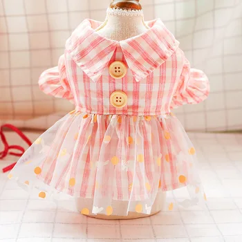 

Spirng Summer Dog Clothes Pink Plaid with Bow Pets Outfits Cool Clothes for Small Dogs Cat Costumes Coat Jacket Puppy Shirt Dogs