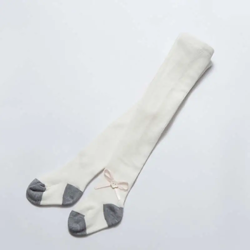 white bottom Детские вязаные Плотные хлопковые колготки для малышей, колготки для малышей Колготки для маленьких девочек колготки для новорожденных девочек - Цвет: white bottom