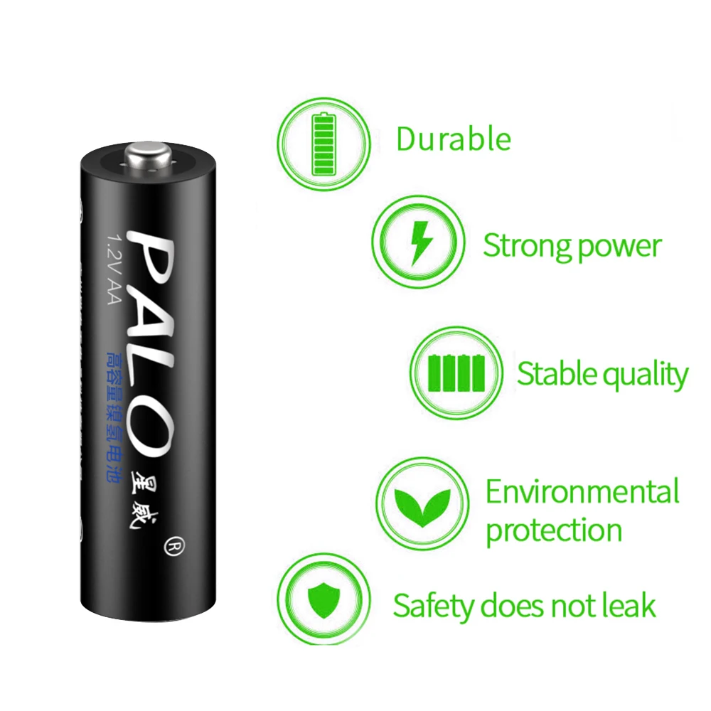 PALO 8 шт. 3000 mAh 1,2 V AA батареи Ni-MH AA Аккумуляторная батарея для фонарика для игрушечного автомобиля Высокое качество сделано в Китае