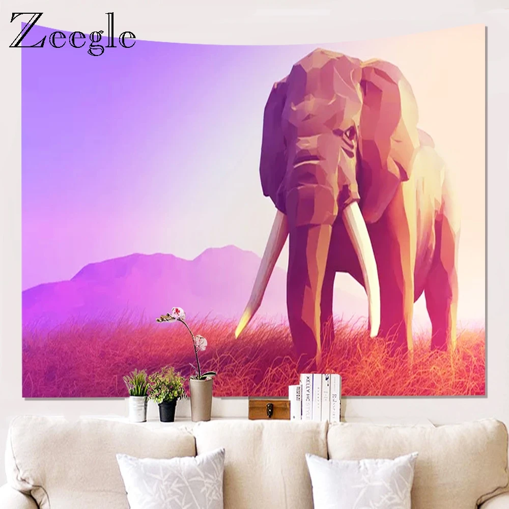 Zeegle Elephant Wall Hanging Blanket Printed Bedspread Yoga Mat Blanket Beach Towel Home Art Decor Blanket Picnic Mat