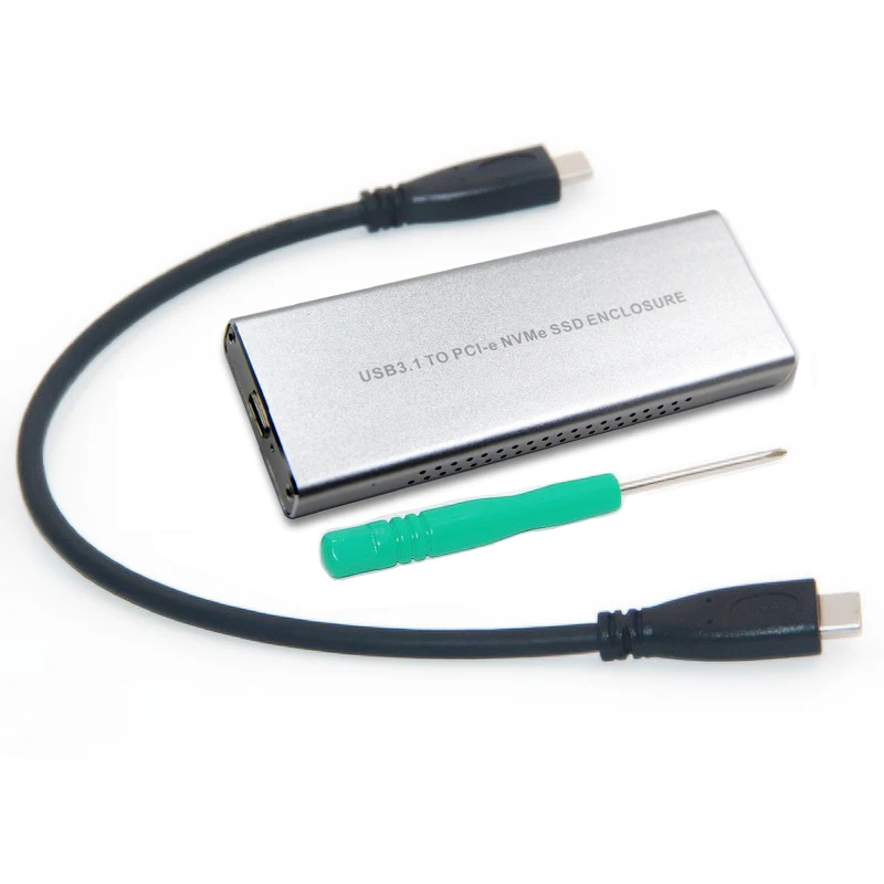 Металлический внешний корпус M.2 до 10 Гбит/с USB 3,1 type C NVMe PCIe 3,0 SSD корпус M ключ NGFF USB3.1 HDD Box C-C кабель адаптер - Цвет: Черный