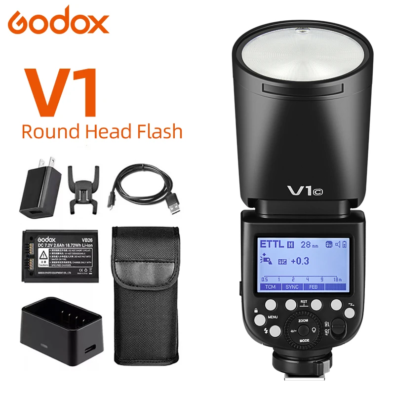 Вспышка Godox V1 V1S/V1N/V1C TTL литий-ионная круглая головка для камеры Sony/Nikon/Canon/Fujifilm/Olympus |