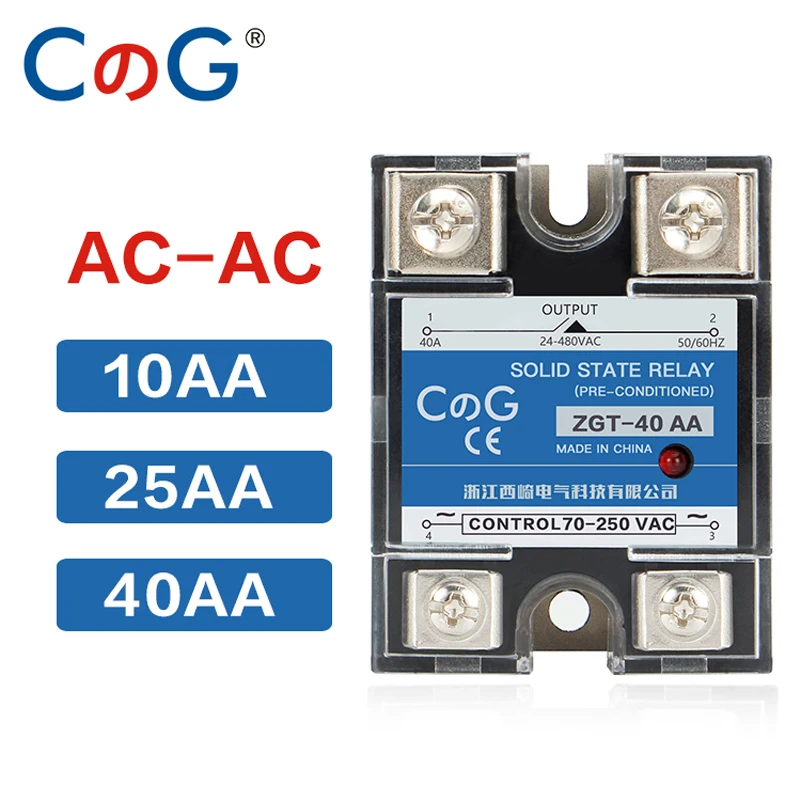 Однофазный однофазный радиатор переменного тока CG SSR 10AA 25AA 40AA JGX 70 280 В до 24 480 10 А 25