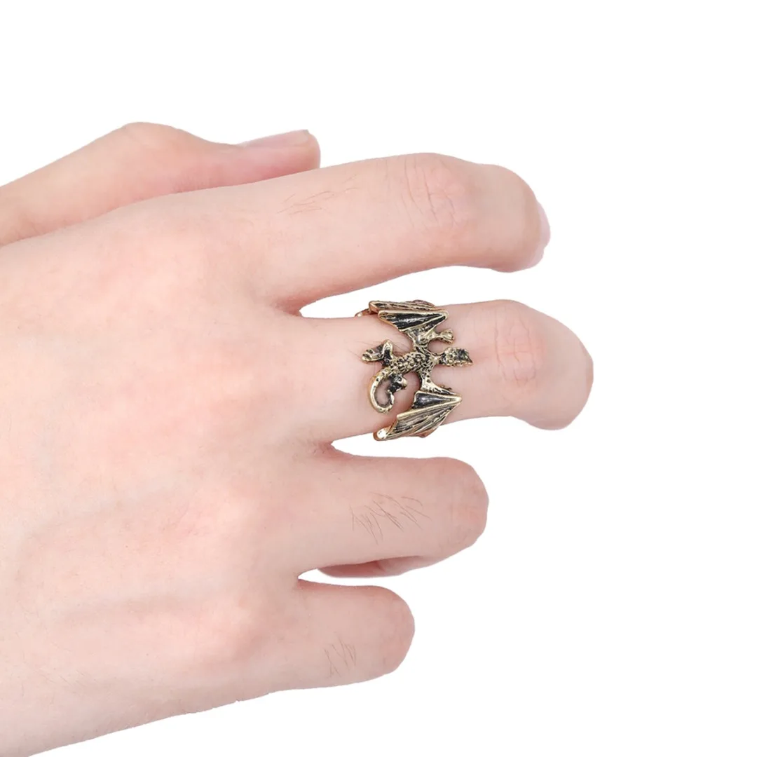 Halloween Gift Vintage Dragon Open Ring Gothic Punk Men Glow in the Dark Dragon Finger Ring Hip Hop Jewelry Male Party Ring