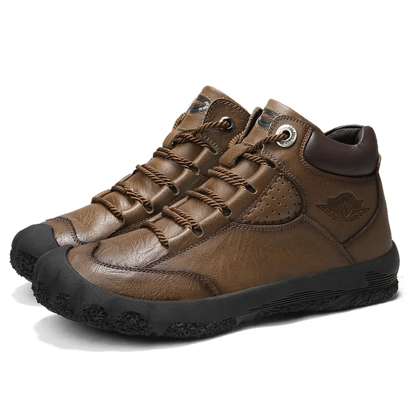 Phragmites/зимние ботинки; zapatillas hombre; Новое поступление; осенние мужские ботинки; нескользящие рабочие ботинки с круглым носком; botines mujer - Цвет: Коричневый