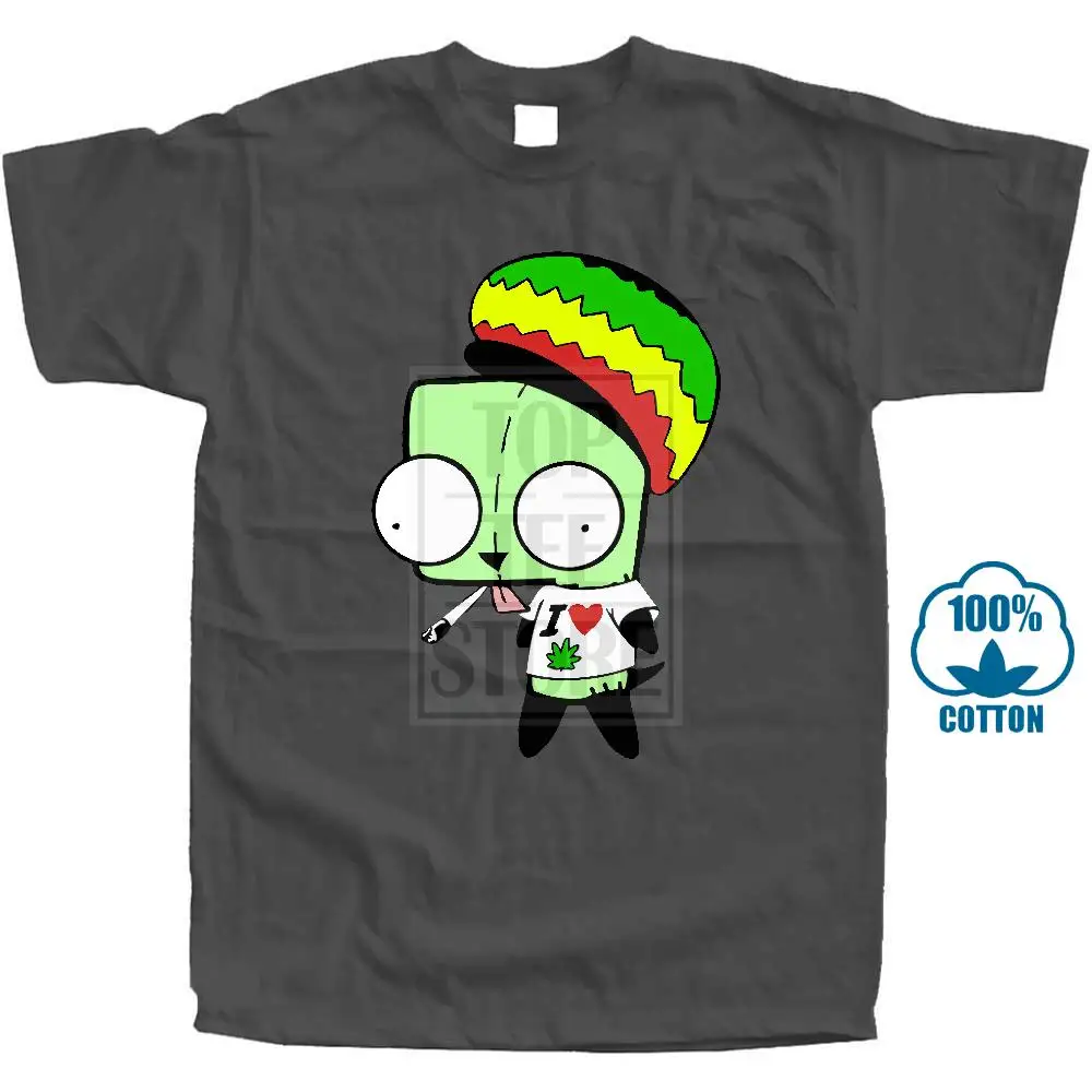 Футболка с аниме Invader Zim Smoking Weed Rasta Art Men'S woman's Available черная футболка новые