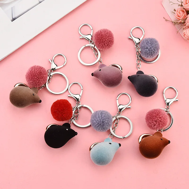 Модный милый плюшевый шар брелок с мышью искусственный короткий мех Pom pom брелки сумки подвески-безделушки Подарочный автомобильный брелок