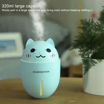 

Multifunctional Kitty-shaped Ultrasonic Humidifier Night Light Purifier Mini Fan with USB Cable