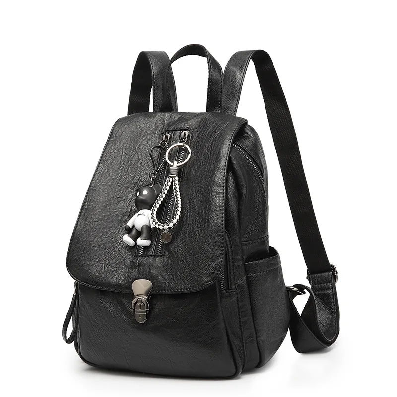 

Korean-style Backpack Women's 2018 Autumn And Winter New Style Versatile Fashion Soft Leather Backpack Casual Schoolbag Travel B