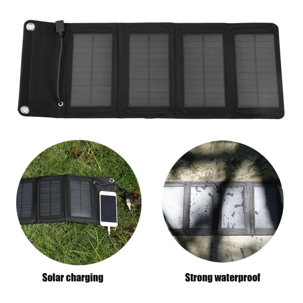 Portable 7W 5V Folding Solar Charger High Quality Solar Panel Charger USB Output Camping Charger for Mobile Phone 195*105*25mm