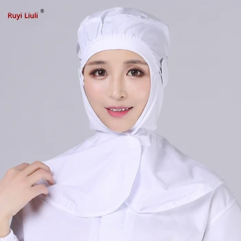 

Factory mask hanging food shawl cap food factory processing work hat white workshop hooded men and women
