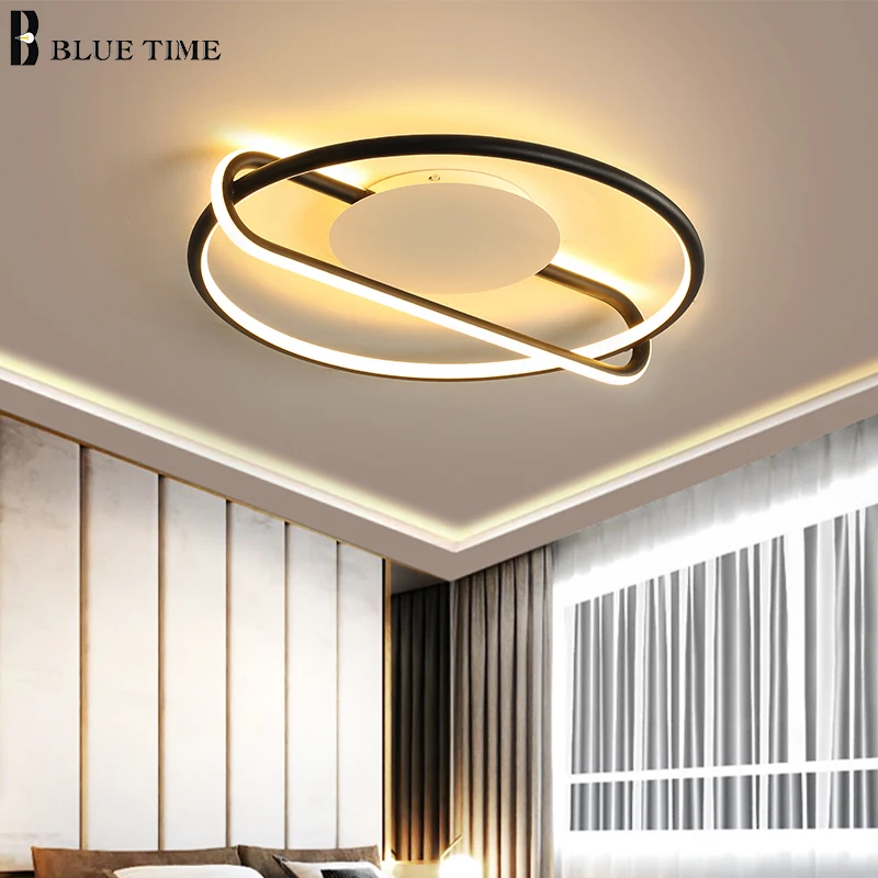 

LED Modern Ceiling Lamp For Bedroom Lighting With Remote Control Living Dining Room Black Lights Fixtures Home Luminaires Lustre