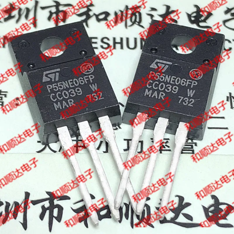 /5 предметов в лоте, P55NE06FP STP55NE06FP TO-220F 60V 30A