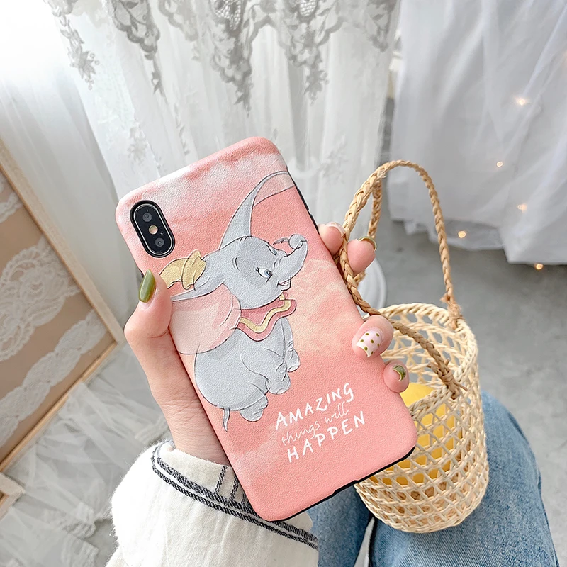 Чехлы с шелковой текстурой для iphone 11Pro XS Max X XR милый Летающий Слон IMD мягкий чехол для iphone 11 6 6S 7 8 Plus задняя крышка Fundas