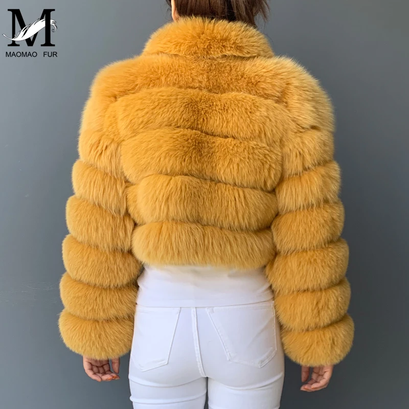 Женская шуба из натурального Лисьего меха короткая зимняя меховая куртка