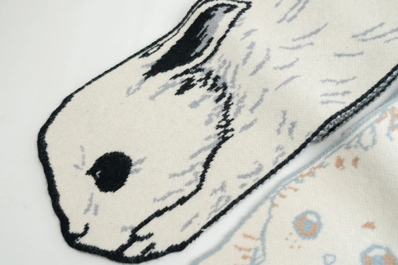 Оригинальный дизайн шарф с рисунком кролика и кота вязаный теплый зимние длинные