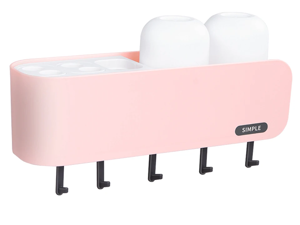 Bathroom wall-suction Toothbrush Holder Wall Mount Bathroom Cleanser Storage Rack Bathroom Accessories Set