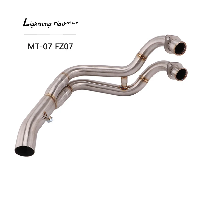 MT07 FZ07 51 мм выхлопная система для Yamaha MT-07 MT-09 FZ07 FZ09 мотоциклетный коллектор Mid Link Pipe slip on нержавеющая сталь удалить катализатор - Цвет: MT07 FZ07