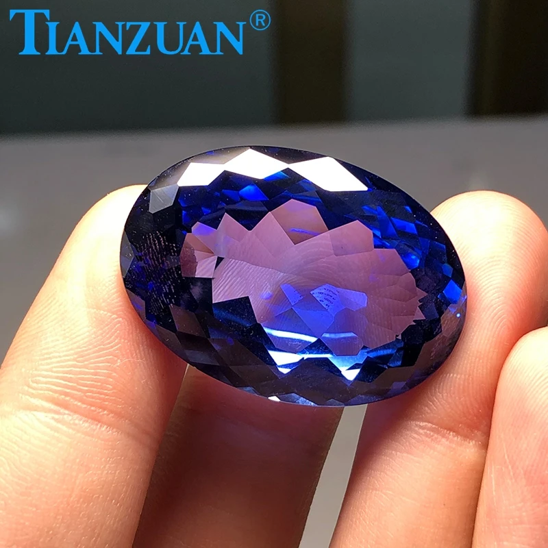 93 8 ct 24*34 мм синий цвет овальной формы лаборатория создан сапфировый камень