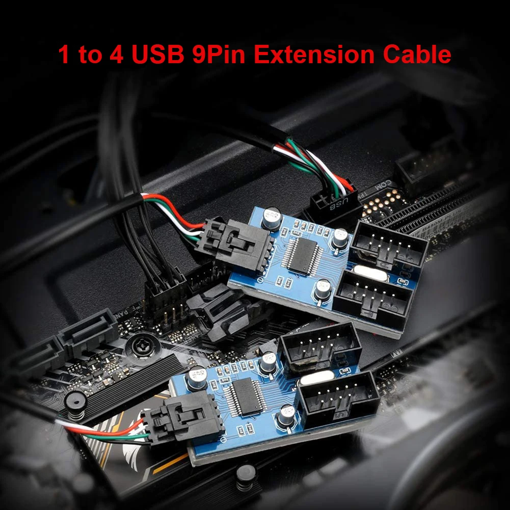 USB 2.0 HUB 1 to 2/4 Extension Splitter Cable for Motherboard USB 9 Pin Header Connector Description Image.This Product Can Be Found With The Tag Names 9 pin usb header male 1 4 female extension cabl, Motherboard usb header splitter, Usb motherboard 9pin extension