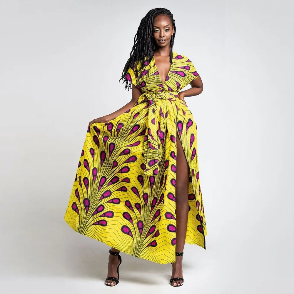 SUNGIFT Дашики Женская традиционная африканская одежда Дашики Анкара Бандажное Макси платье модная одежда Базен длинный халат