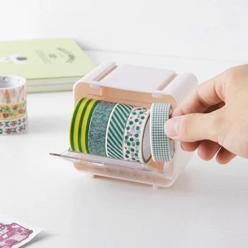 

Masking Tape Storage Box Simple Washi Tape Dispenser Desktop Organizer School Office Stationery Tape Holder Supplies