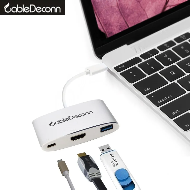 Thunderbolt 3 dock usb Type-C hub to HDMI USB 3.0 USB-C Charge Adapter cable 3in1 Multifunction converter for Macbook 2017 dell |