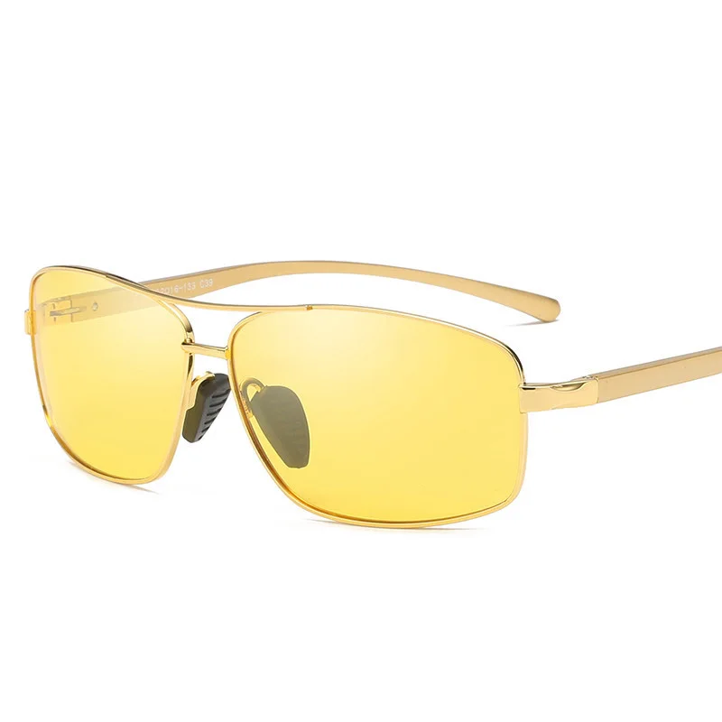 Мужские поляризационные солнцезащитные очки ночного видения, очки для вождения, мужские желтые линзы, очки для вождения, солнцезащитные очки для мужчин, анти-яркие очки Oculos - Цвет оправы: Золотой