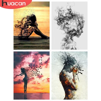 

HUACAN 5d Diamond Painting Woman Abstract Full Square Drill DIY Diamond Embroidery Portrait Mosaic Needlework Home Decor
