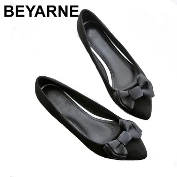 

BEYARNE Spring autumn new sweet Woman fashion shoes casual comfortable large size butterfly knot flat shoes women work shoes