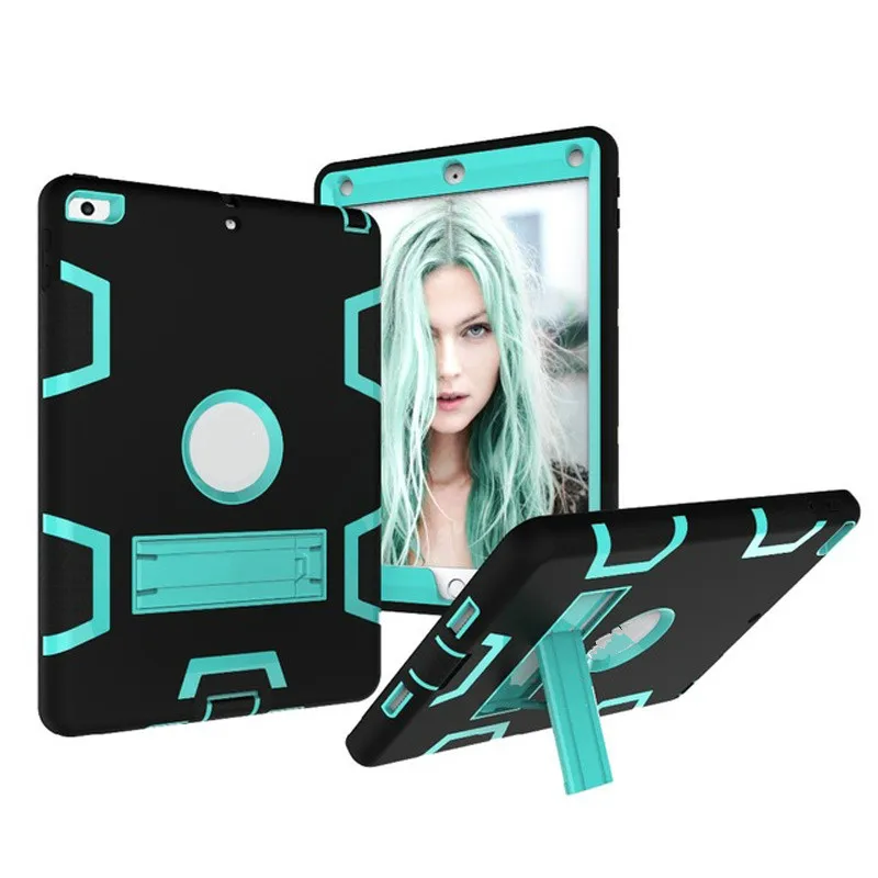 

Safe Kids Armor Case For iPad 9.7 2018 6th Generation with Kids Safe Silicon PC Back cover For ipad 9.7 2017 case+film+pen