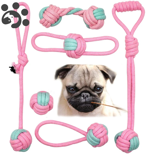 Dog Rope Toys, Nearly Indestructible Dog Rope Toys with Strong Squeak-  Ideal Tug of War Interactive Dog Training Toy, Dental Cleaning Chew Toys,  Dog