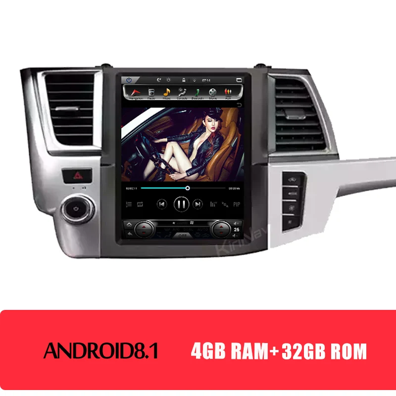 KiriNavi вертикальный экран Tesla стиль 12," Android 8,1 автомобильный Радио dvd-плеер для Toyota Highlander авто gps навигация+ wifi - Цвет: Android Car Radio