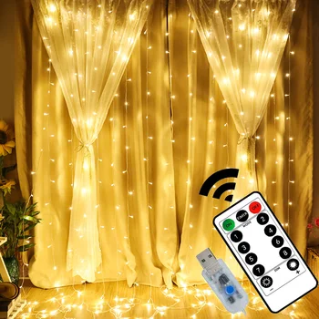 

3M LED Curtain Lights USB Window Curtain Waterfall Fairy Light for Home Room Bedroom Christmas Party New Year Decoration Outdoor
