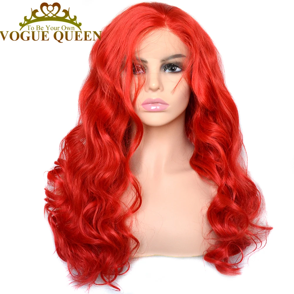 Парик из синтетического кружева Vogue Queen Red большой вьющийся Термостойкое волокно