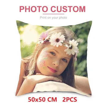 

Fuwatacchi Life Photo Customization Pillow Cover Child Personal Customize Cushion Cover Linen Pillowcase Logo Pillows 50*50CM