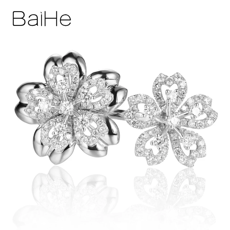 BAIHE, 14 к, розовое+ белое золото, всего 0.80ct H/SI-SI3, натуральные бриллианты, обручальное кольцо, хорошее ювелирное изделие, подарочное кольцо