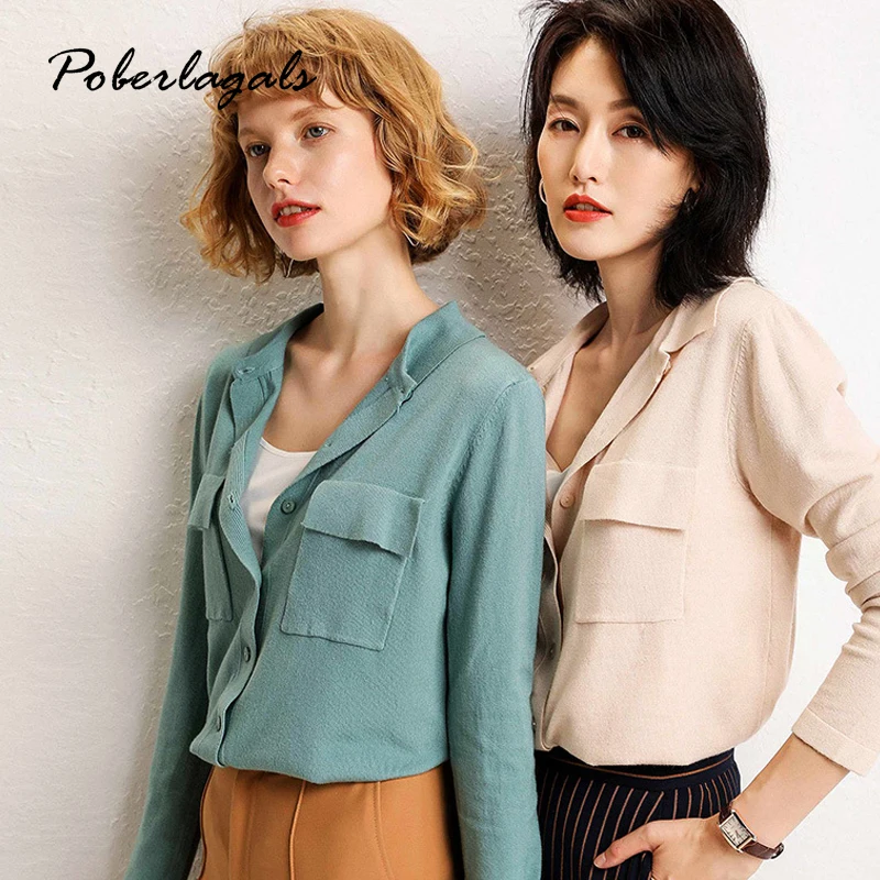 Autumn sweater women winter wool blends cardigan pull 2019 Knitted Jacket Doll Collar Long Sleeve Cardigan womens clothing |