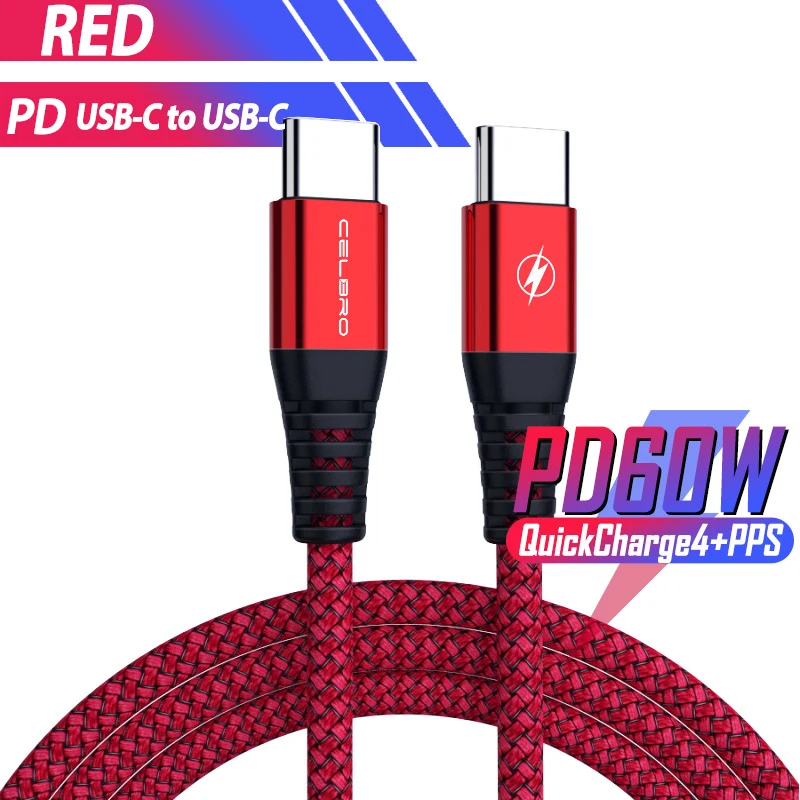 Кабель usb type-C для nintendo Switch Lite PD 60 Вт USB C-type C кабель QC 3,0 4,0 Быстрая зарядка PD кабель для iPhone 11 Pro Max - Цвет: Red Type C