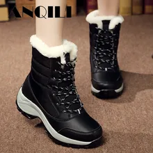 ANQILI/ г.; зимние женские ботинки; водонепроницаемые теплые зимние ботильоны на меху с плюшевой подкладкой; женская обувь на платформе; Botas Mujer; большие размеры