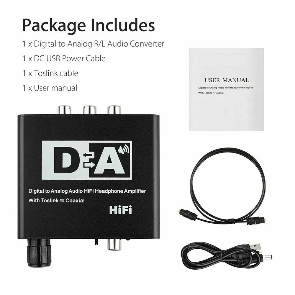 Hifi DAC Amp Digital To Analog Audio Converter RCA 3 5mm Headphone Amplifier Toslink Optical Coaxial Output Portable dac 24bit