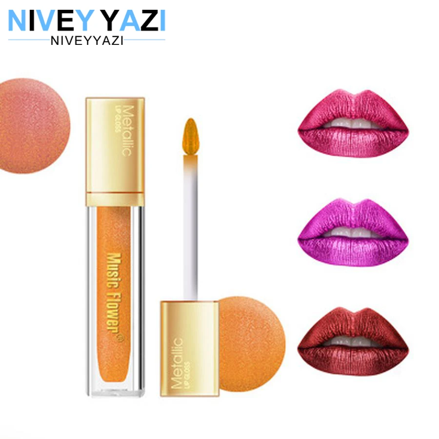 

NIVEY YAZI Golden Lipstick Shimmer Long Lasting Water-proof Moisturizing Women Makeup Tools Matte Lipstick Nude Lip Gloss Balm