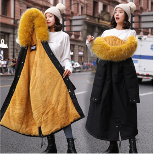 Winter coat and coat in the long coat big fur collar new women's winter large size women plus velvet thick coat to overcome - Цвет: 6